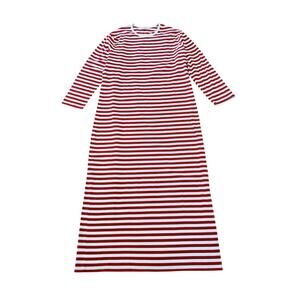 Marimekko Katju T Shirt Maxi Dress Size S Red Striped Cotton Long Sleeve